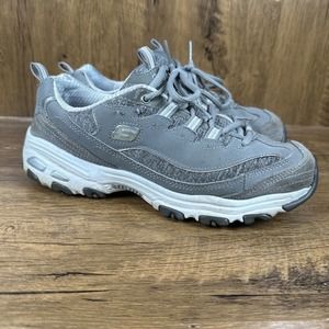 Skechers Womens D Lites 11936W Gray Casual Cushioned Shoes Sneakers - Size 8.5